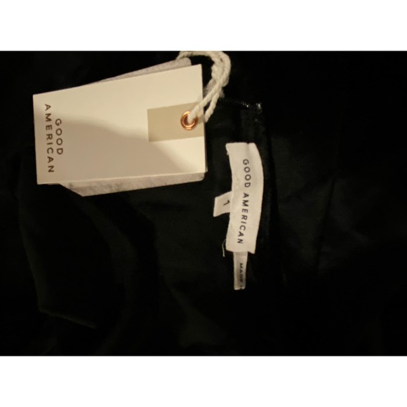 NWT Good American Crushed Velvet Midi Dress SMALL Deep V-Neck Long Sleeve Black - Picture 5 of 5